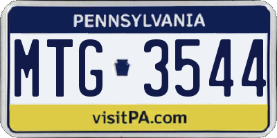 PA license plate MTG3544