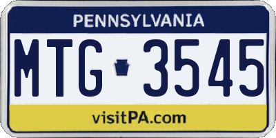 PA license plate MTG3545
