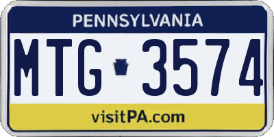 PA license plate MTG3574
