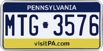 PA license plate MTG3576