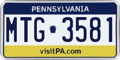PA license plate MTG3581