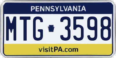 PA license plate MTG3598