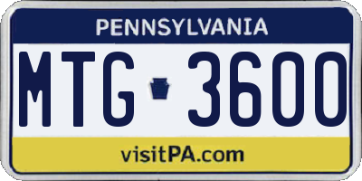 PA license plate MTG3600