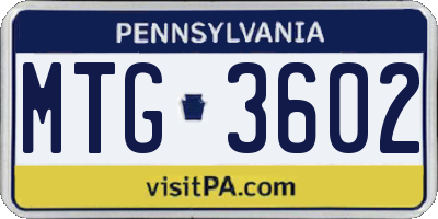 PA license plate MTG3602