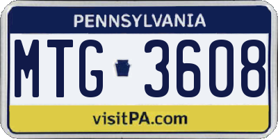 PA license plate MTG3608