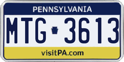 PA license plate MTG3613