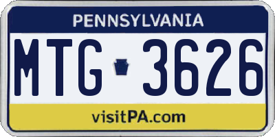 PA license plate MTG3626