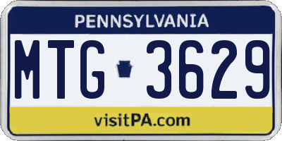 PA license plate MTG3629
