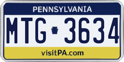 PA license plate MTG3634