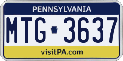 PA license plate MTG3637