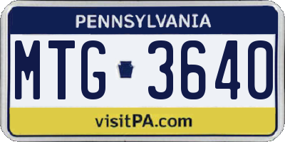 PA license plate MTG3640
