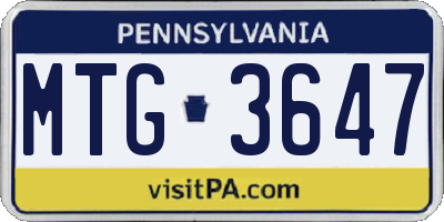 PA license plate MTG3647