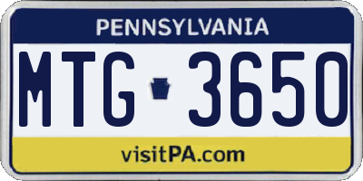 PA license plate MTG3650
