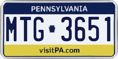 PA license plate MTG3651
