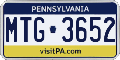 PA license plate MTG3652