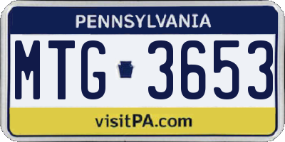 PA license plate MTG3653