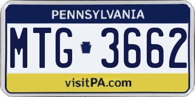 PA license plate MTG3662