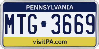 PA license plate MTG3669
