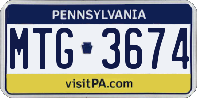 PA license plate MTG3674