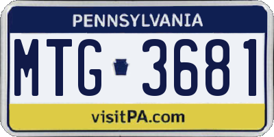 PA license plate MTG3681