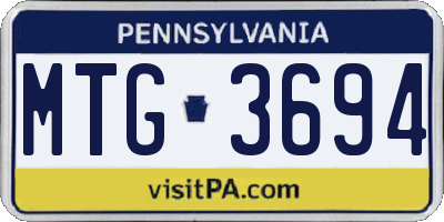 PA license plate MTG3694