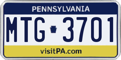 PA license plate MTG3701