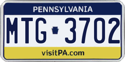 PA license plate MTG3702