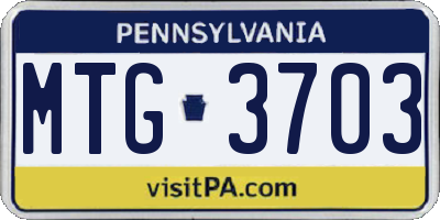 PA license plate MTG3703