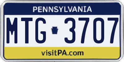 PA license plate MTG3707