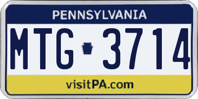 PA license plate MTG3714