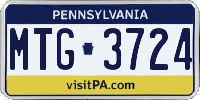 PA license plate MTG3724
