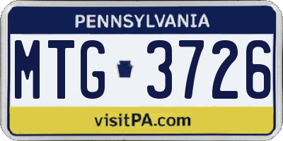 PA license plate MTG3726