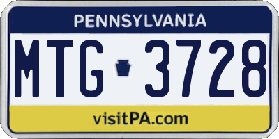 PA license plate MTG3728