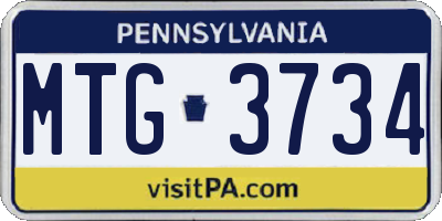 PA license plate MTG3734