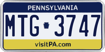 PA license plate MTG3747