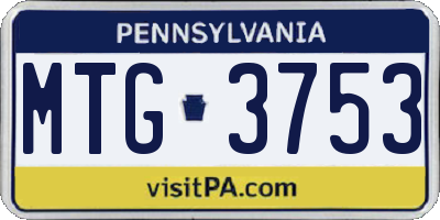 PA license plate MTG3753