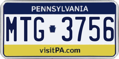 PA license plate MTG3756