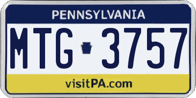 PA license plate MTG3757