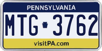 PA license plate MTG3762