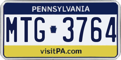PA license plate MTG3764