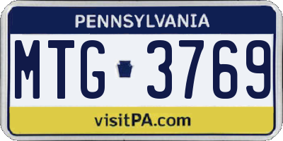 PA license plate MTG3769