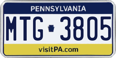 PA license plate MTG3805