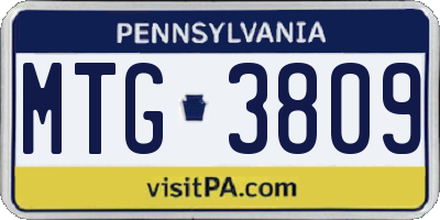PA license plate MTG3809