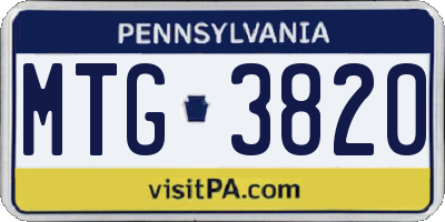 PA license plate MTG3820