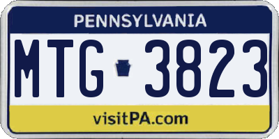 PA license plate MTG3823