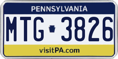 PA license plate MTG3826