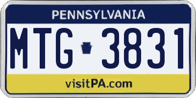 PA license plate MTG3831