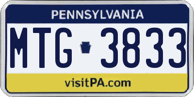 PA license plate MTG3833