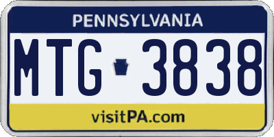 PA license plate MTG3838