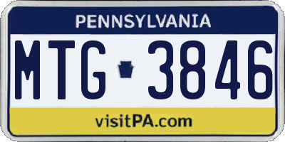 PA license plate MTG3846